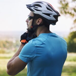 Cyclist enjoying the view during the ride