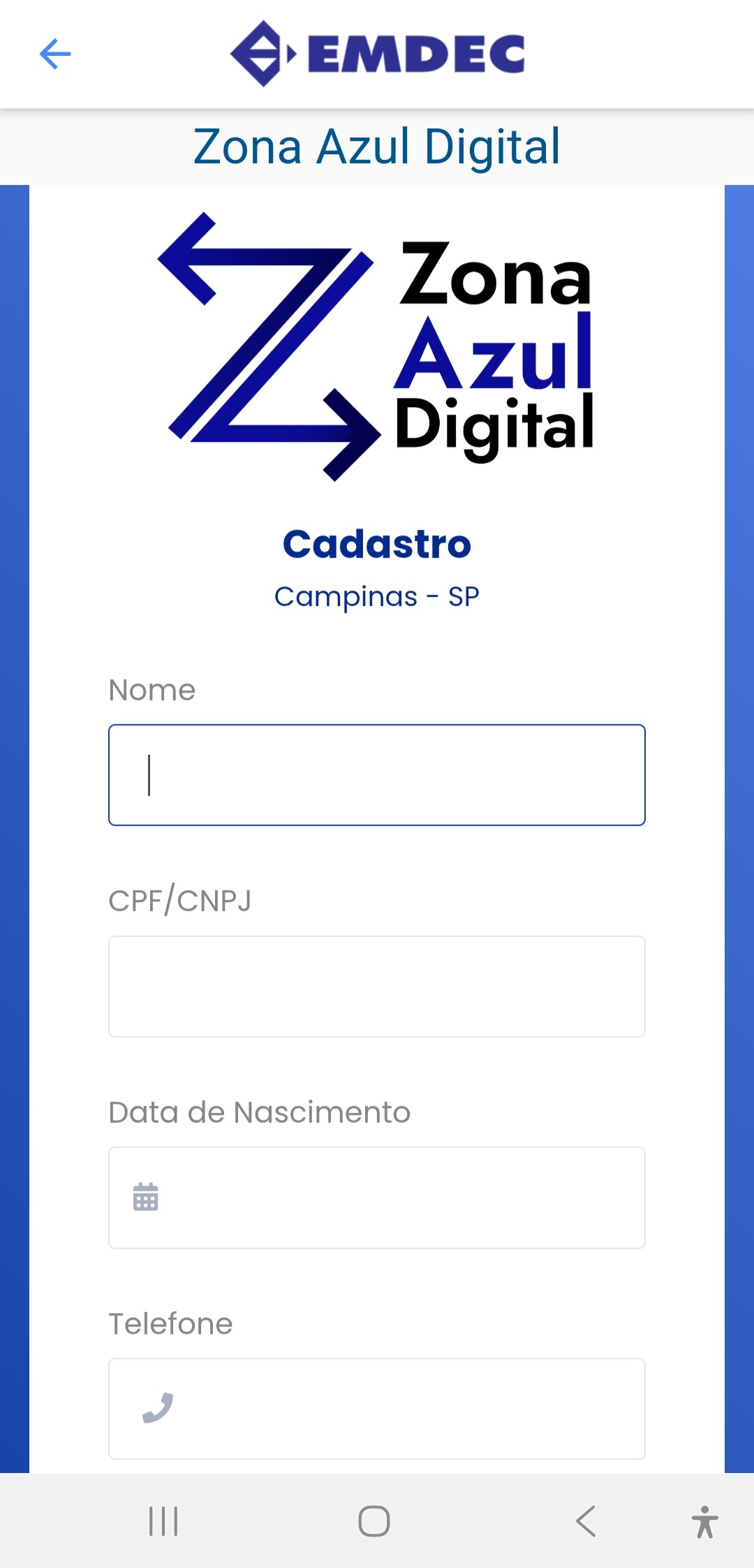Cadastro de usuário